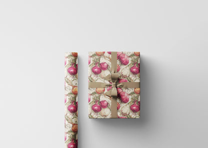 Farmers Market Wrapping Paper Roll Rustic Country Kitchen Onions Farm Fresh Vegetables Eco Farmhouse Organic Gift Wrap #101