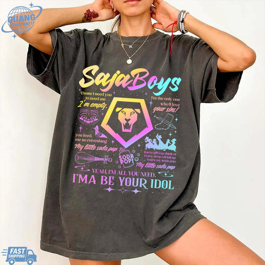 Kpop Saja Boys Shirt, Kpop Demon Hunters T-shirt, Demon Hunters Merch, Kpop Huntrix Pin shirt, Saja Boys Fan Gifts