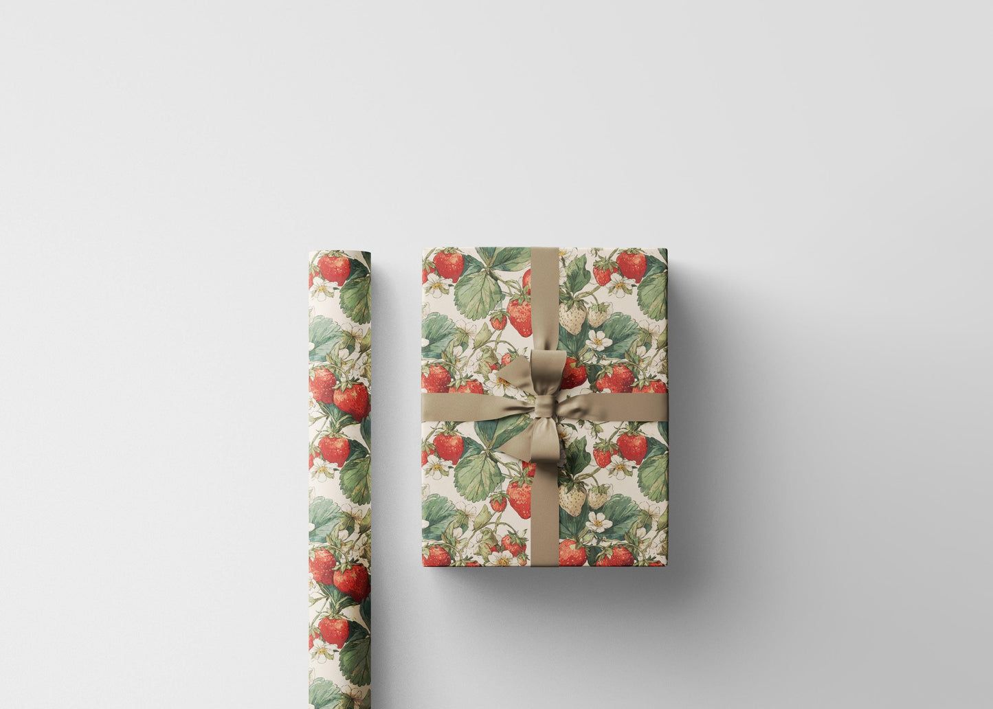 Farmers Market Wrapping Paper Roll Eco Rustic Strawberries Design Farm Fresh Fruit Farmhouse Country Kitchen Gift Wrap #96