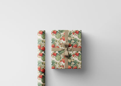 Farmers Market Wrapping Paper Roll Eco Rustic Strawberries Design Farm Fresh Fruit Farmhouse Country Kitchen Gift Wrap #96