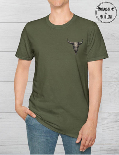Western Bull Skull Graphic Tee - Cowboy Rodeo Shirt