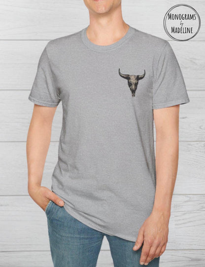 Western Bull Skull Graphic Tee - Cowboy Rodeo Shirt