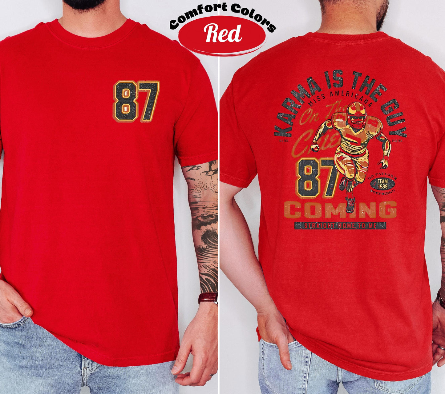 Comfort Colors Karma Is The Guy Football Shirt - Kansas City Chiefs Tee