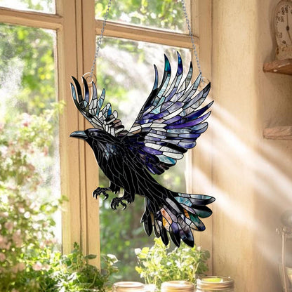 Flying Raven Window Hanging – Gothic Black Crow Suncatcher, Mystical Bird Ornament, Dark Window Decor and Unique Gift for Home Lovers