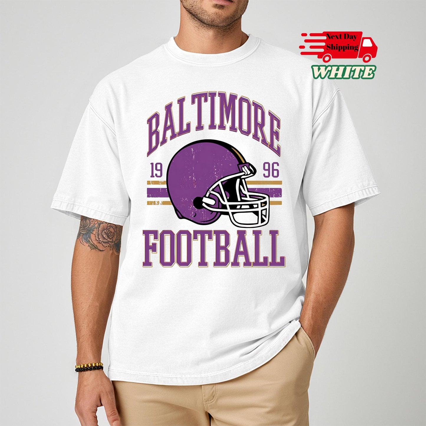 Comfort Colors Baltimore Football T-Shirt: Raven Fan Game Day Tee
