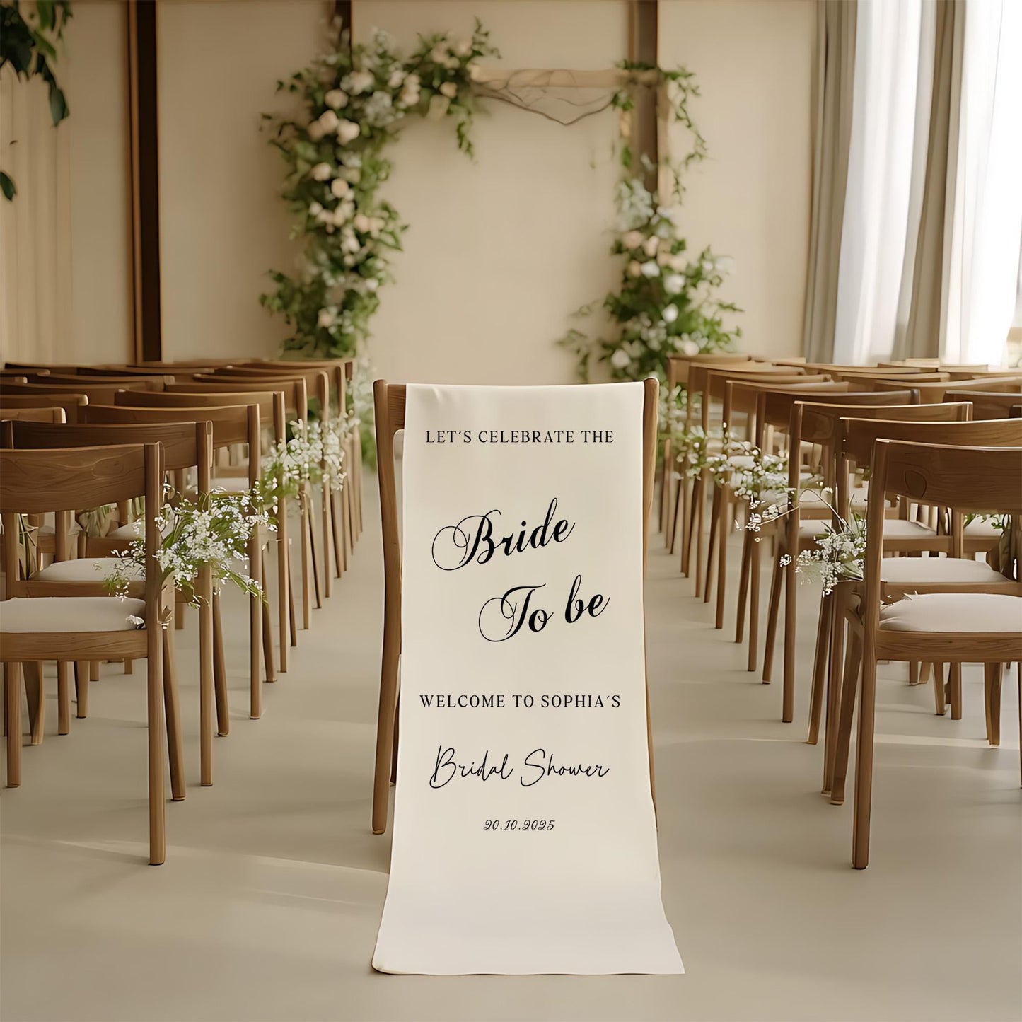 Bride To Be Wedding Chair Banner, Bridal Shower Seat Cover Sign, Personalized Celebration Banner for Bride, Custom Wedding Chair Decor