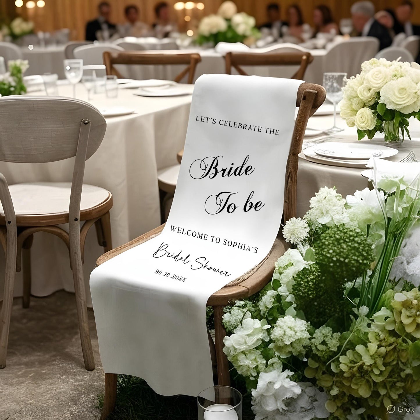 Bride To Be Wedding Chair Banner, Bridal Shower Seat Cover Sign, Personalized Celebration Banner for Bride, Custom Wedding Chair Decor