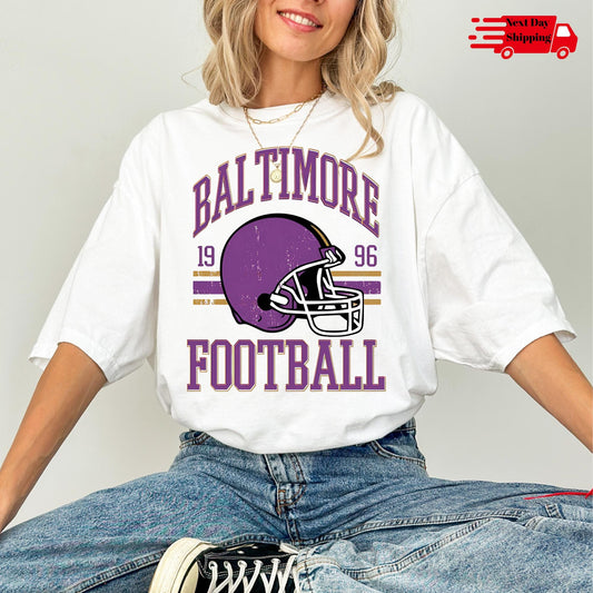 Comfort Colors Baltimore Football T-Shirt: Raven Fan Game Day Tee