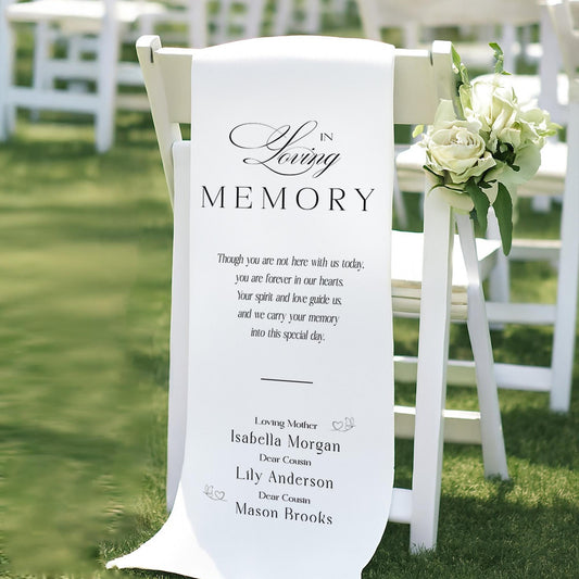Wedding Aisle Decor, Reserved Banner for Loved Ones, Ceremony Tribute, Rustic Accent, Memorial Wedding Chair Sign, In Loving Memory Sign