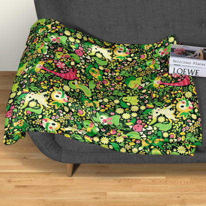 Rowlet and Leafeon Fleece Blanket, Cozy Throw for Bedroom and Living Room, Soft Cotton Bedding Gift, Rowlet Blanket Gifts