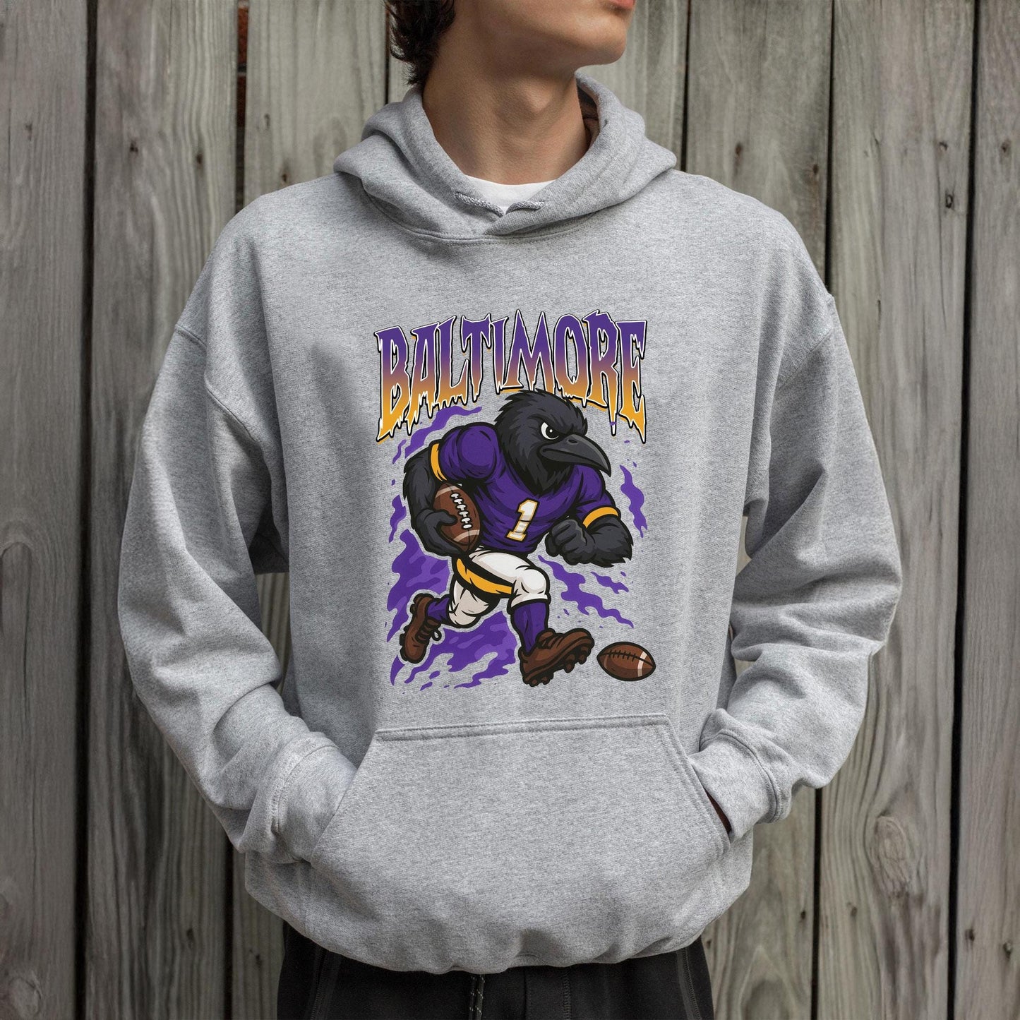 Graphic Baltimore Mascot Football Sweatshirt, Game Day Gift Shirt, Baltimore Football Fan Tee, Retro Baltimore Team Shirt, Sport Mascot Gift
