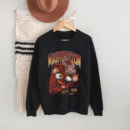 Graphic Washington Mascot Football Sweatshirt, Game Day Gift, Washington Football Fan Tee, Retro Washington Team Shirt, Sport Mascot Gifts