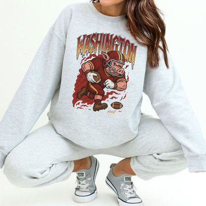 Graphic Washington Mascot Football Sweatshirt, Game Day Gift, Washington Football Fan Tee, Retro Washington Team Shirt, Sport Mascot Gifts