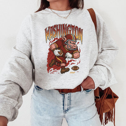 Graphic Washington Mascot Football Sweatshirt, Game Day Gift, Washington Football Fan Tee, Retro Washington Team Shirt, Sport Mascot Gifts