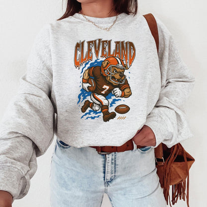 Graphic Cleveland Mascot Football Sweatshirt, Game Day Gift Shirt, Cleveland Football Fan Tee, Retro Cleveland Team Shirt, Sport Mascot Gift