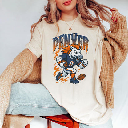 Graphic Denver Mascot Football Sweatshirt, Game Day Gift Shirt, Denver Football Fan Tee, Retro Denver Team Shirt, Sport Mascot Gifts