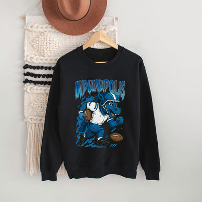 Graphic Indianapolis Mascot Football Sweatshirt, Game Day Gift, Indianapolis Football Fan Tee, Retro Indianapolis Team Shirt, Sport Mascot