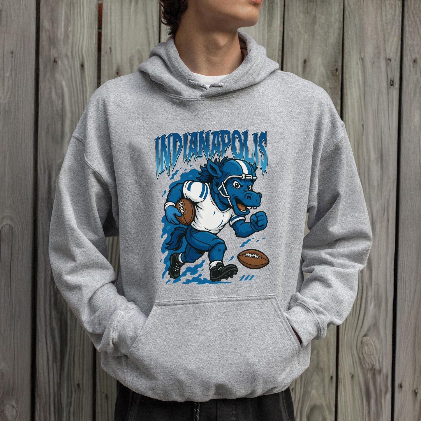 Graphic Indianapolis Mascot Football Sweatshirt, Game Day Gift, Indianapolis Football Fan Tee, Retro Indianapolis Team Shirt, Sport Mascot