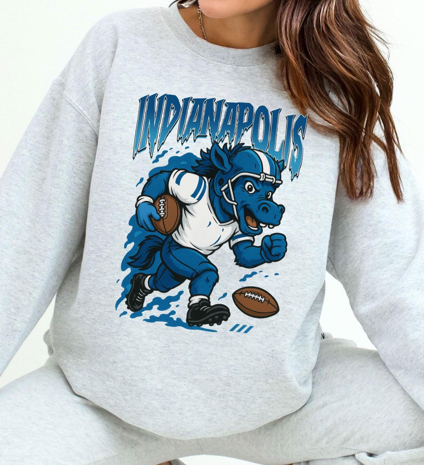 Graphic Indianapolis Mascot Football Sweatshirt, Game Day Gift, Indianapolis Football Fan Tee, Retro Indianapolis Team Shirt, Sport Mascot