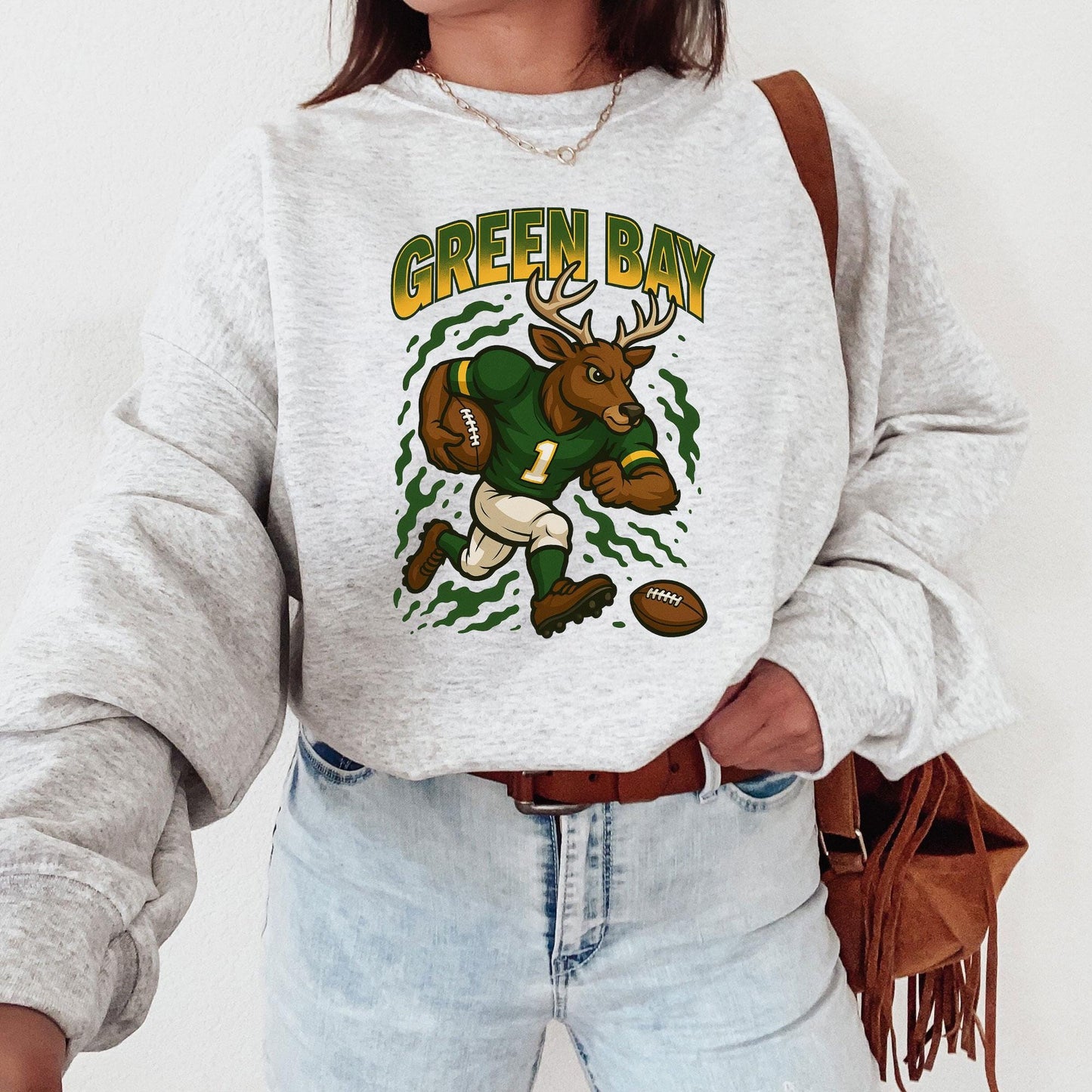 Graphic Green Bay Mascot Football Sweatshirt, Game Day Gift, Green Bay Football Fan Tee, Vintage Green Bay Team Shirt, Sport Mascot Gift