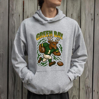 Graphic Green Bay Mascot Football Sweatshirt, Game Day Gift, Green Bay Football Fan Tee, Vintage Green Bay Team Shirt, Sport Mascot Gift