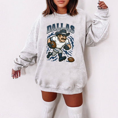 Graphic Dallas Mascot Football Sweatshirt, Game Day Gift Shirt, Dallas Football Fan Tee, Retro Dallas Team Shirt, Sport Mascot Gifts