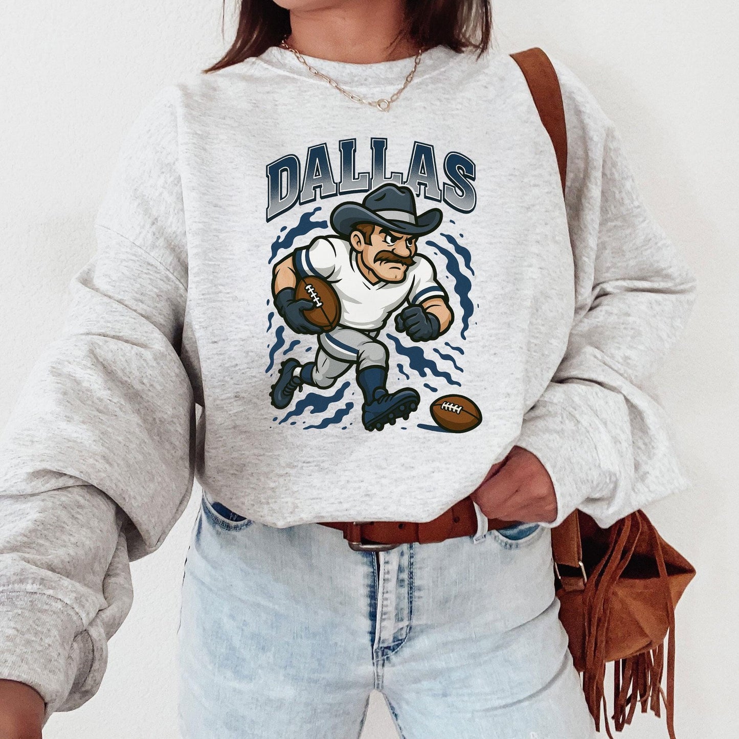 Graphic Dallas Mascot Football Sweatshirt, Game Day Gift Shirt, Dallas Football Fan Tee, Retro Dallas Team Shirt, Sport Mascot Gifts