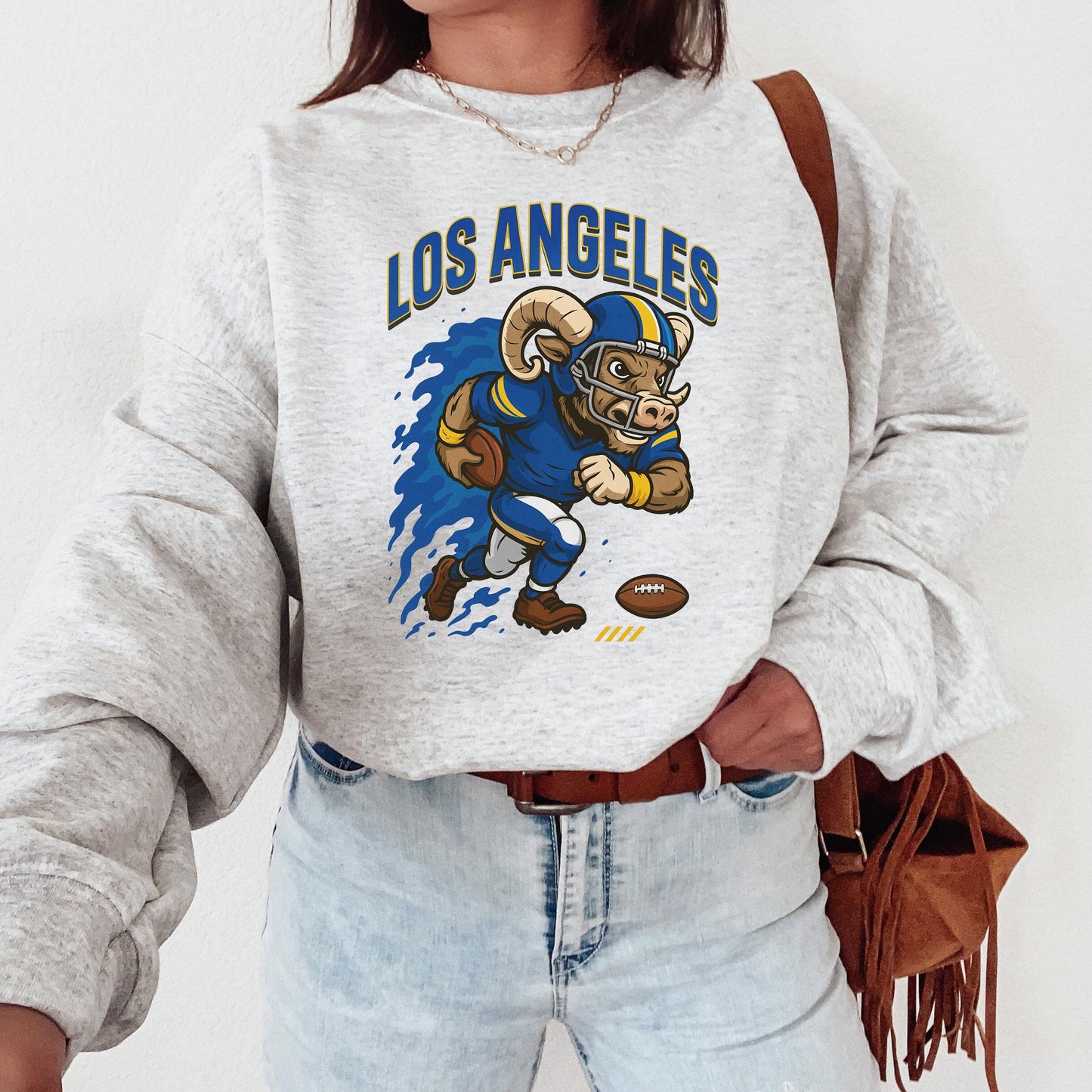 Graphic Los Angeles Mascot Football Sweatshirt, Game Day Gift Shirt, Los Angeles Football Fan Tee, Retro Los Angeles Team, Sport Mascot Gift