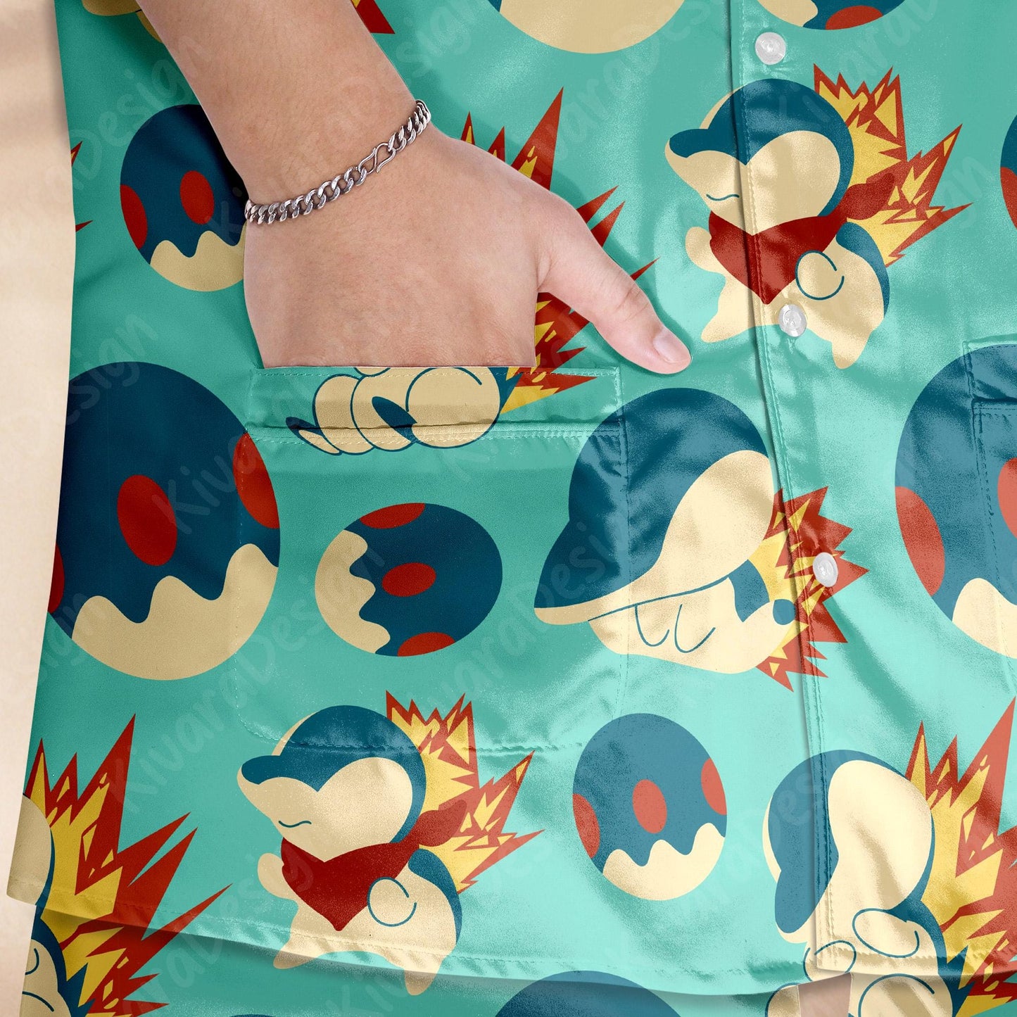 Cyndaquil Pajamas Set Cute Anime Shirt for Adult Fans - Pajama Set - Kawaii Gift for Fans