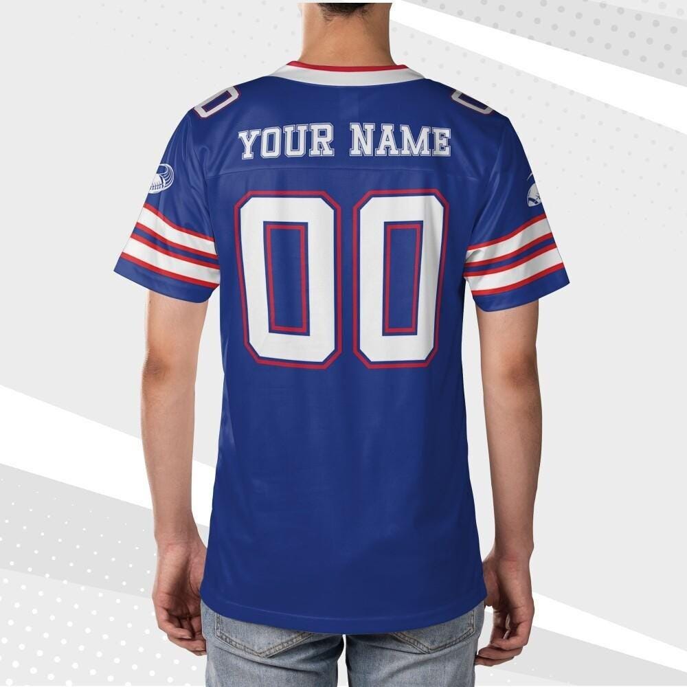 Personalized Buffalo Blue Football Jersey, Custom Shirt For Adult Kid, Game Day Outfit For American Football Fan, Gift for Him, Gift for her