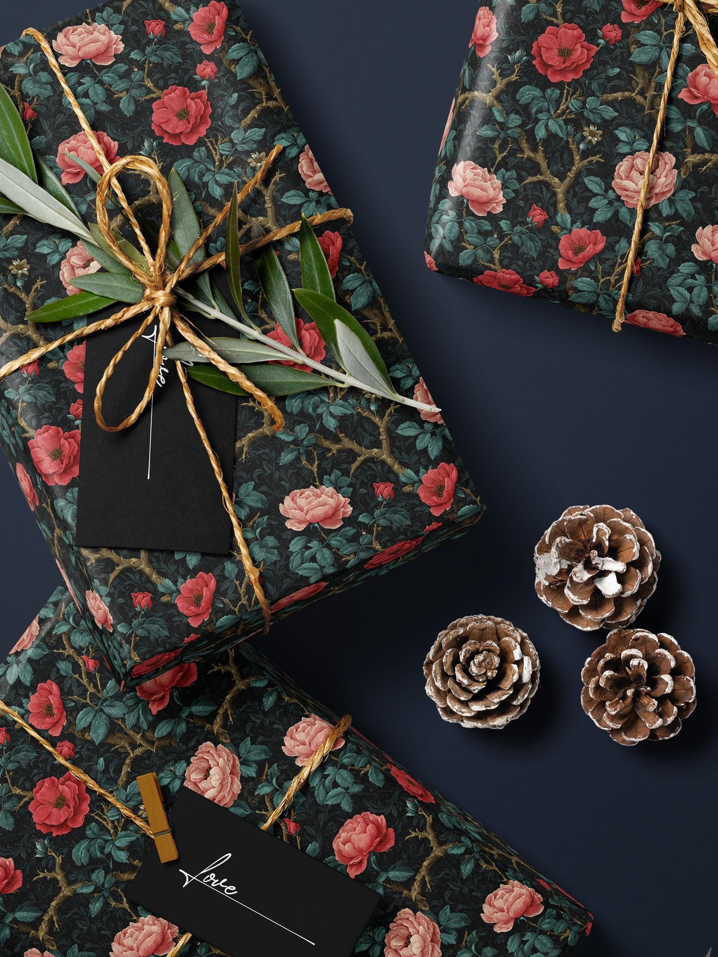 Gothic Floral Wrapping Paper Garden Party Gift Wrap Vintage Wrapping Paper Botanical Print Wedding Gift Wrapping Paper Pattern Gift Wrap Mom