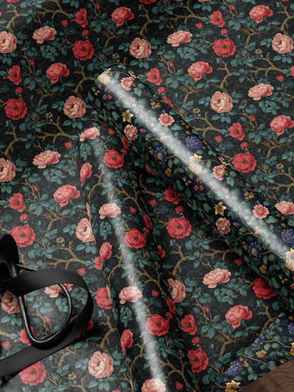 Gothic Floral Wrapping Paper Garden Party Gift Wrap Vintage Wrapping Paper Botanical Print Wedding Gift Wrapping Paper Pattern Gift Wrap Mom