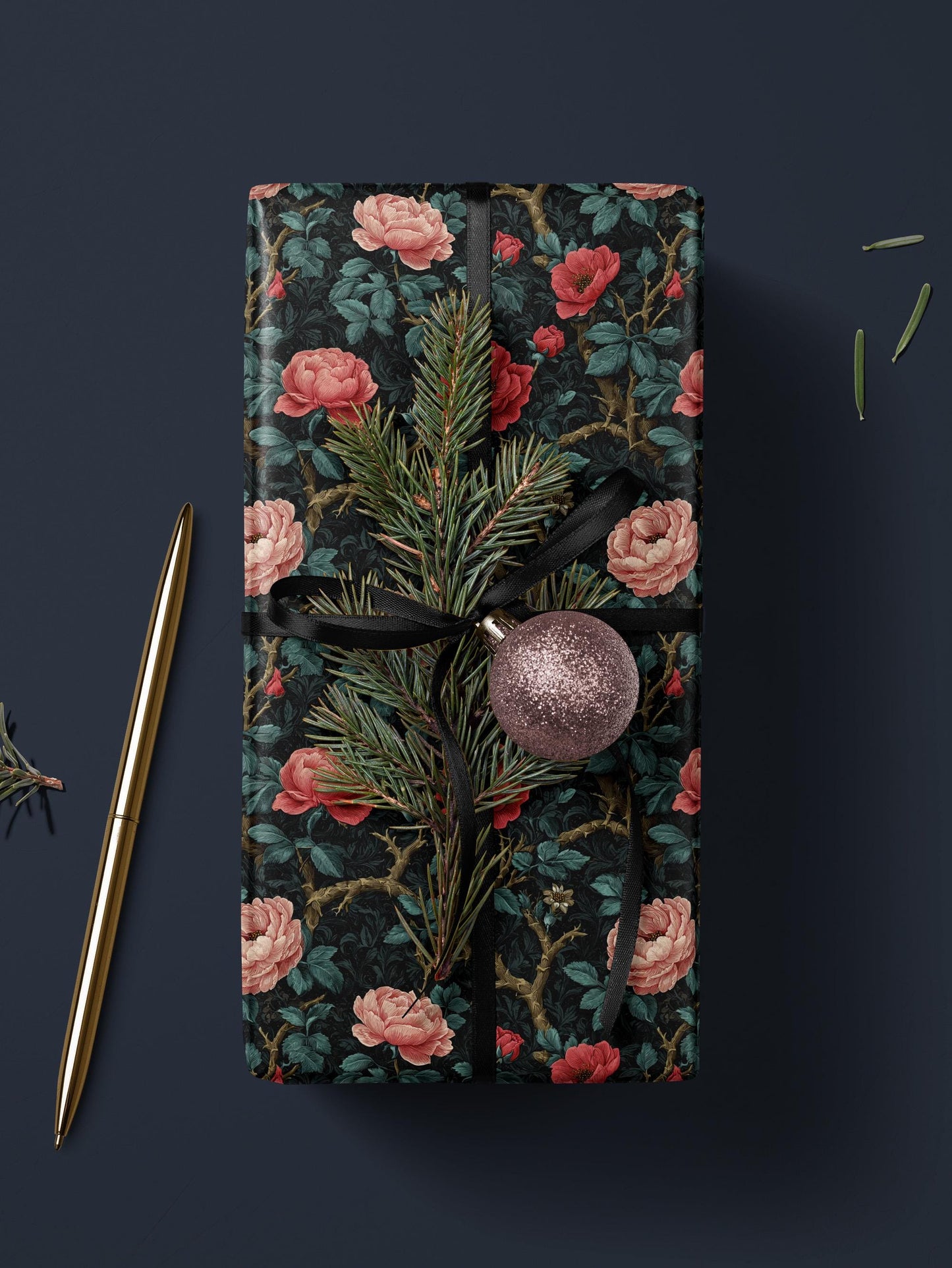 Gothic Floral Wrapping Paper Garden Party Gift Wrap Vintage Wrapping Paper Botanical Print Wedding Gift Wrapping Paper Pattern Gift Wrap Mom