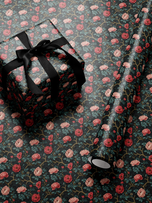 Gothic Floral Wrapping Paper Garden Party Gift Wrap Vintage Wrapping Paper Botanical Print Wedding Gift Wrapping Paper Pattern Gift Wrap Mom