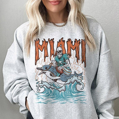 Miami Football Skull Vintage Shirt, Gift For Fan Football Game Day Unisex Shirt