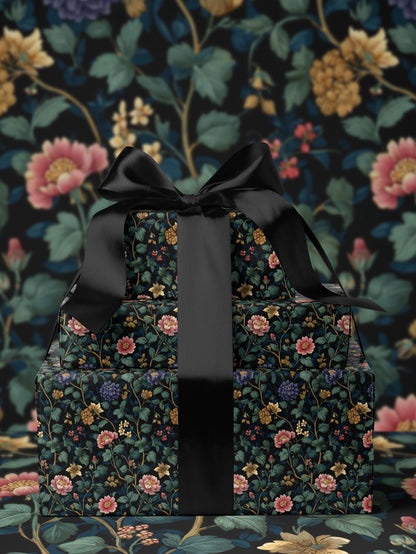 Floral Gift Wrap Flower Wrapping Paper Feminine Gift Idea Moody Floral Design Garden Lover Gift Wrap Roll Romantic Gift for Her Gift for Mom