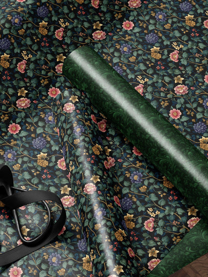 Botanical Garden Wrapping Paper Roll Elegant Gift Wrap Rose Wrapping Paper Lovely Design Gift Wrap Wedding Wrapping Paper Botanical Print