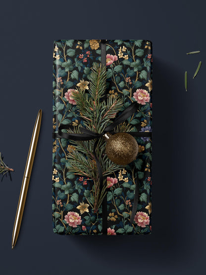 Botanical Garden Wrapping Paper Roll Elegant Gift Wrap Rose Wrapping Paper Lovely Design Gift Wrap Wedding Wrapping Paper Botanical Print