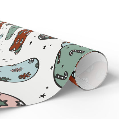 Retro Christmas wrapping paper Unique Vintage Christmas Wrapping Paper Roll, Holiday Gift Wrap with Retro groovy Design