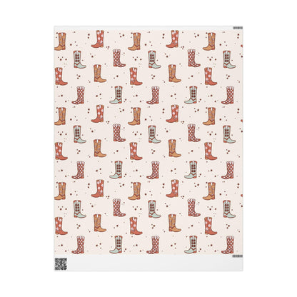 Western Christmas wrapping paper Southwest  Vintage Cowboy Christmas Wrapping Paper Roll, Cowgirl Holiday Gift Wrap with Retro Design