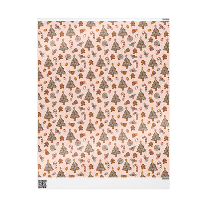 Retro Gingerbread man Christmas wrapping paper Unique Vintage Christmas Wrapping Paper Roll, Holiday Gift Wrap with Retro groovy Design