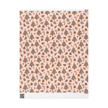 Retro Gingerbread man Christmas wrapping paper Unique Vintage Christmas Wrapping Paper Roll, Holiday Gift Wrap with Retro groovy Design