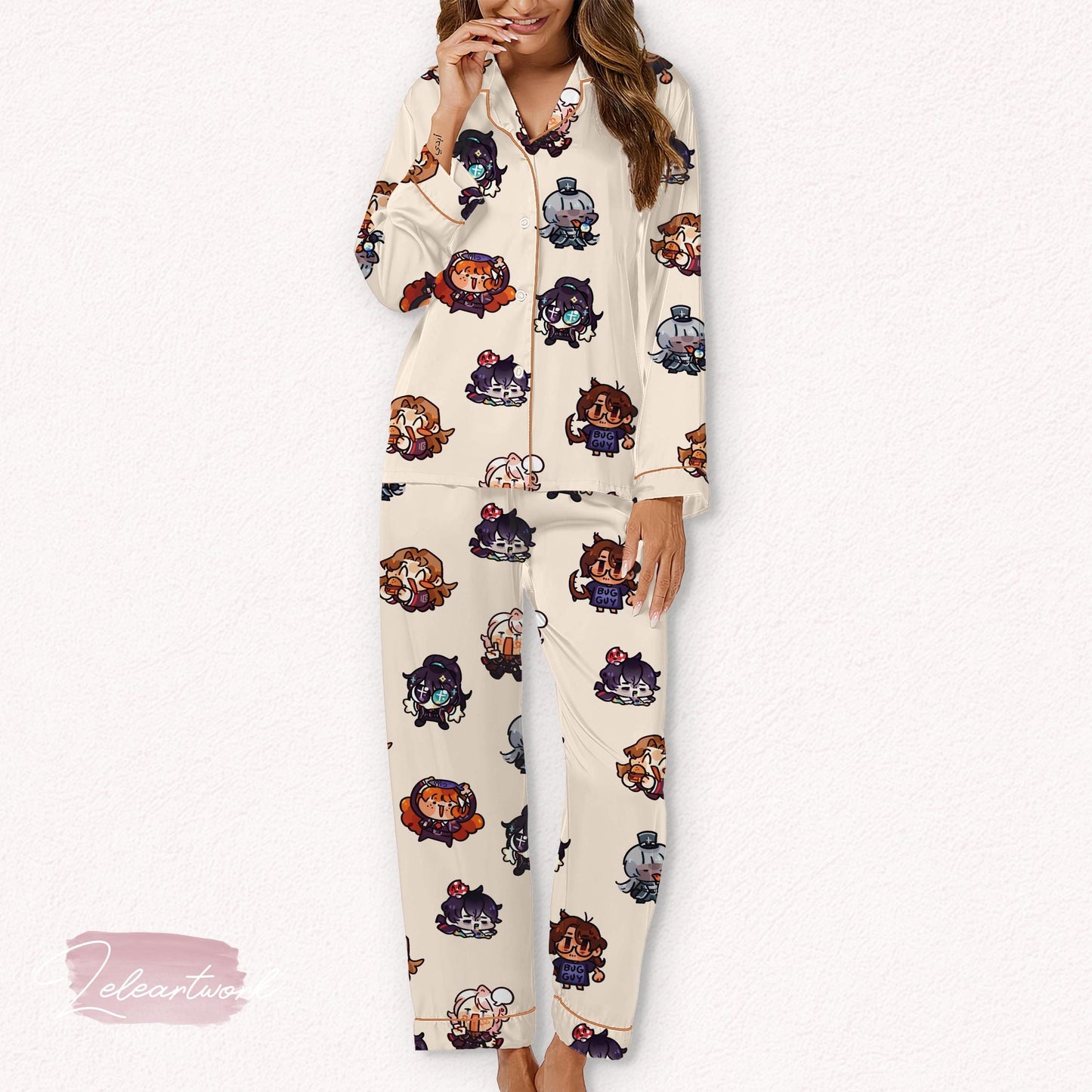 Limbus Company Set – Chibi Game Character Satin Pajamas | Soft Cozy Gamer Sleepwear for Project Moon & Limbus Fans