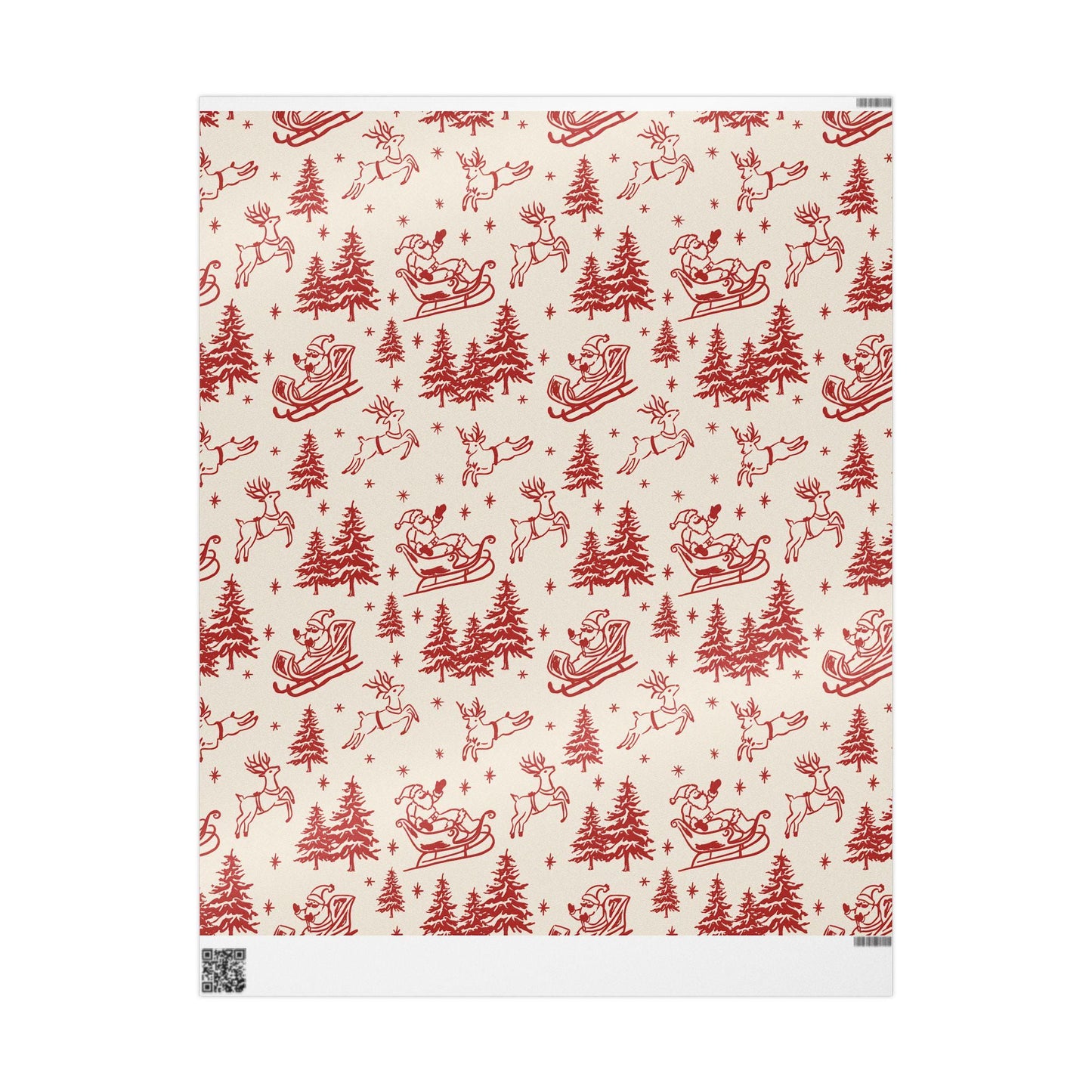 Retro Santa and Deers Christmas wrapping paper Unique Vintage Christmas Wrapping Paper Roll, Holiday Gift Wrap with Retro groovy Design
