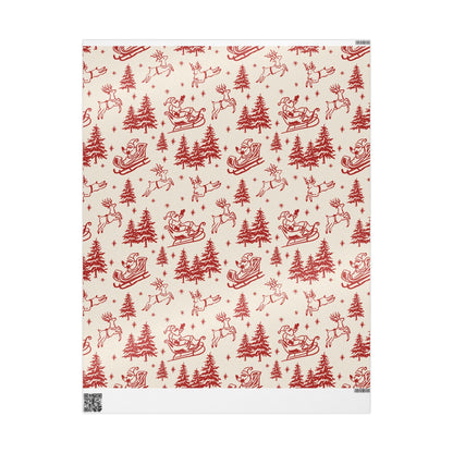 Retro Santa and Deers Christmas wrapping paper Unique Vintage Christmas Wrapping Paper Roll, Holiday Gift Wrap with Retro groovy Design
