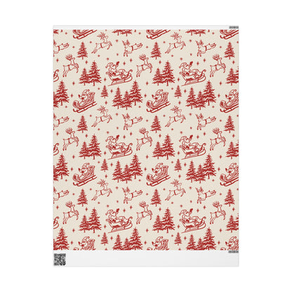 Retro Santa and Deers Christmas wrapping paper Unique Vintage Christmas Wrapping Paper Roll, Holiday Gift Wrap with Retro groovy Design