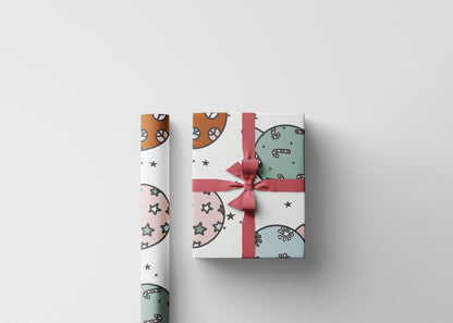 Retro Christmas wrapping paper Unique Vintage Christmas Wrapping Paper Roll, Holiday Gift Wrap with Retro groovy Design