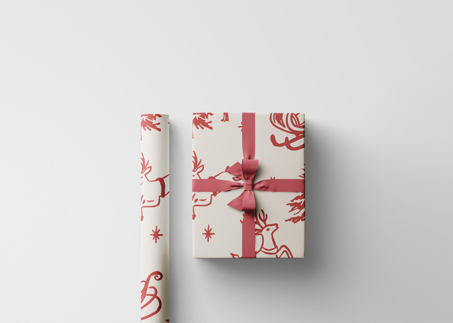 Retro Santa and Deers Christmas wrapping paper Unique Vintage Christmas Wrapping Paper Roll, Holiday Gift Wrap with Retro groovy Design