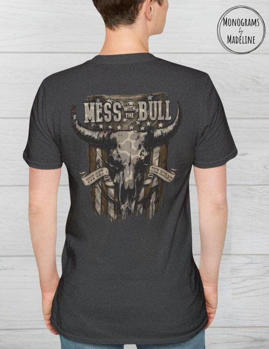 Western Bull Skull Graphic Tee - Cowboy Rodeo Shirt