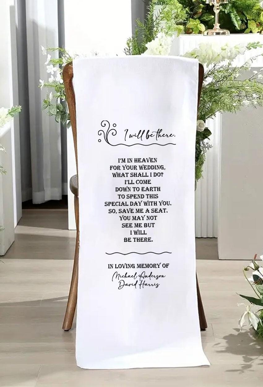 I Will Be There Wedding Memorial Chair Sign, In Heaven Poem Banner, Personalized Remembrance Seat, Custom Wedding Gift,Rustic Ceremony Decor